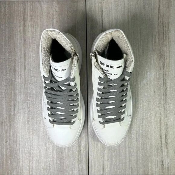 P448 Star Gea Leather Lace Up Chunky Sneaker Boot White Womens Size 7 EUR 37 - Picture 6 of 10